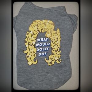 Doggy Parton "What Would Dolly Do?" pet T-shirt in gray, Size Small / Xtra Small